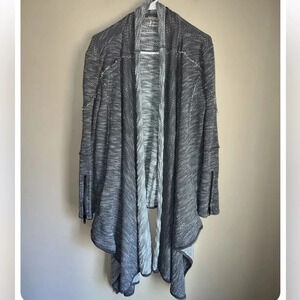 Free People Cardigan Sweater Size XS Oversized Gray Tiered Open Front